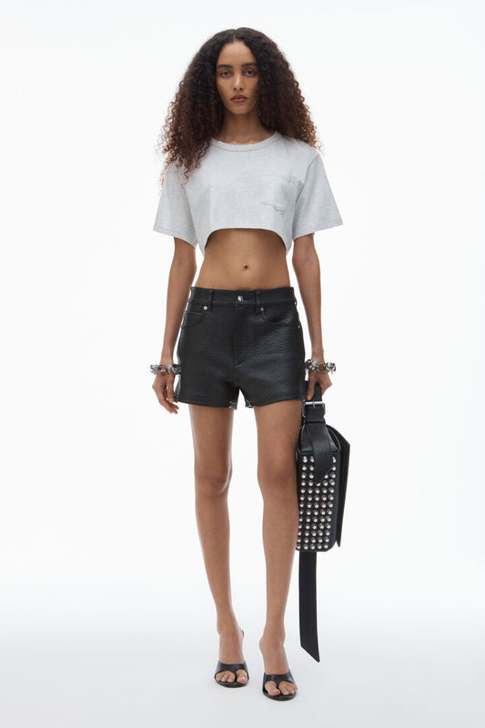 CROPPED POCKET TEE IN HIGH TWIST JERSEY