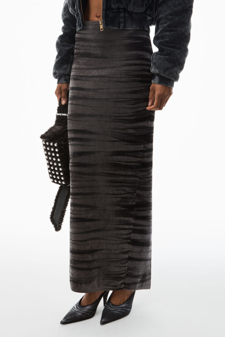 digital animal-print maxi skirt in chenille