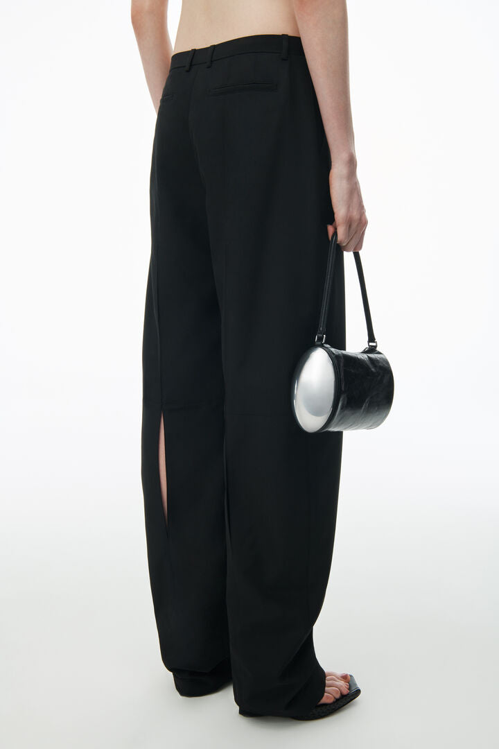 Slit Back Low Waisted Tailored Trouser in Wool Blend