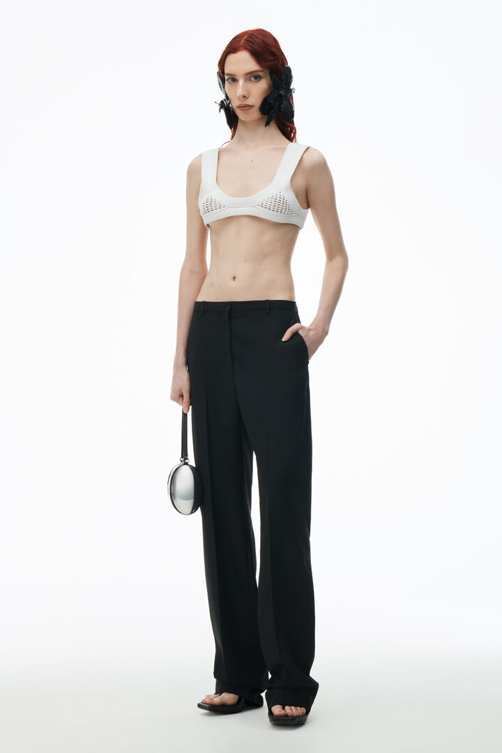 Slit Back Low Waisted Tailored Trouser in Wool Blend