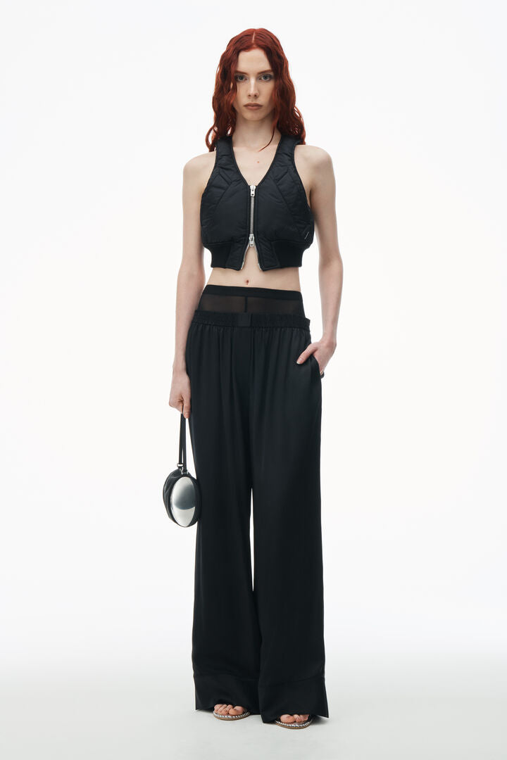 LAYERED BOXER PANT IN SILK CHARMEUSE