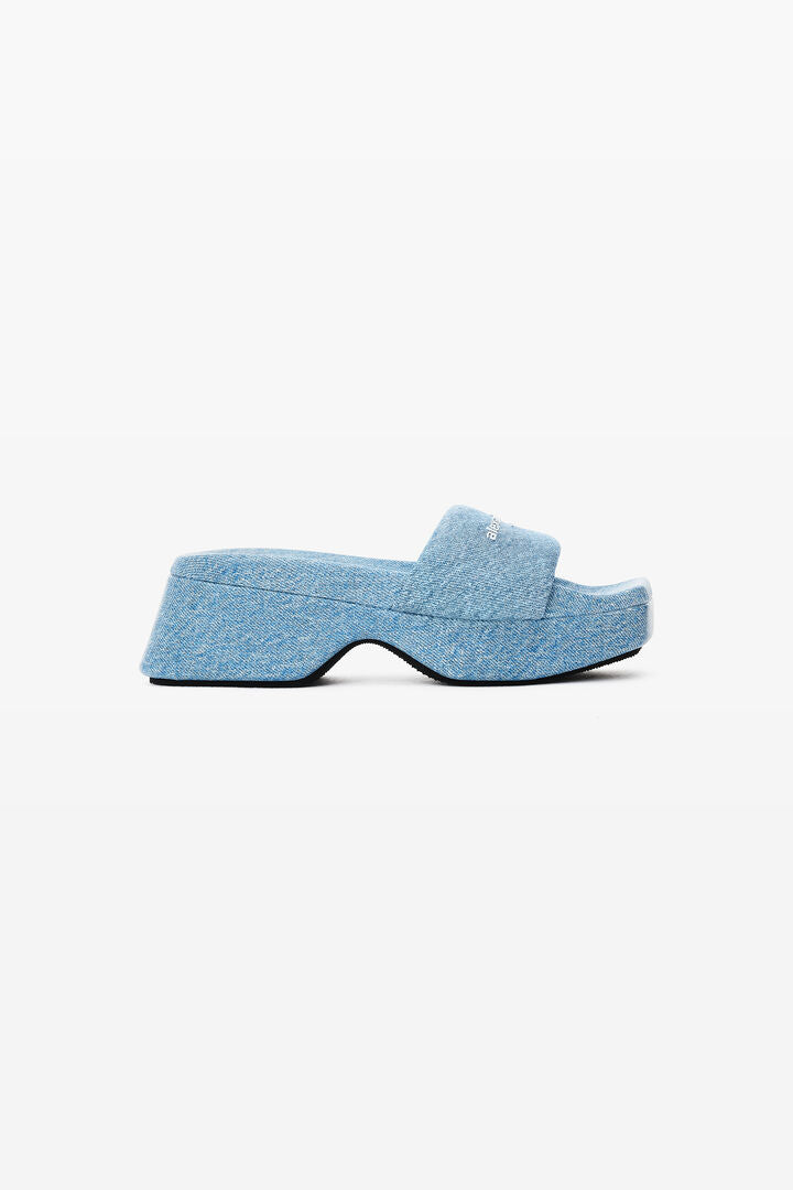 trompe-l'oeil denim goatskin float slide