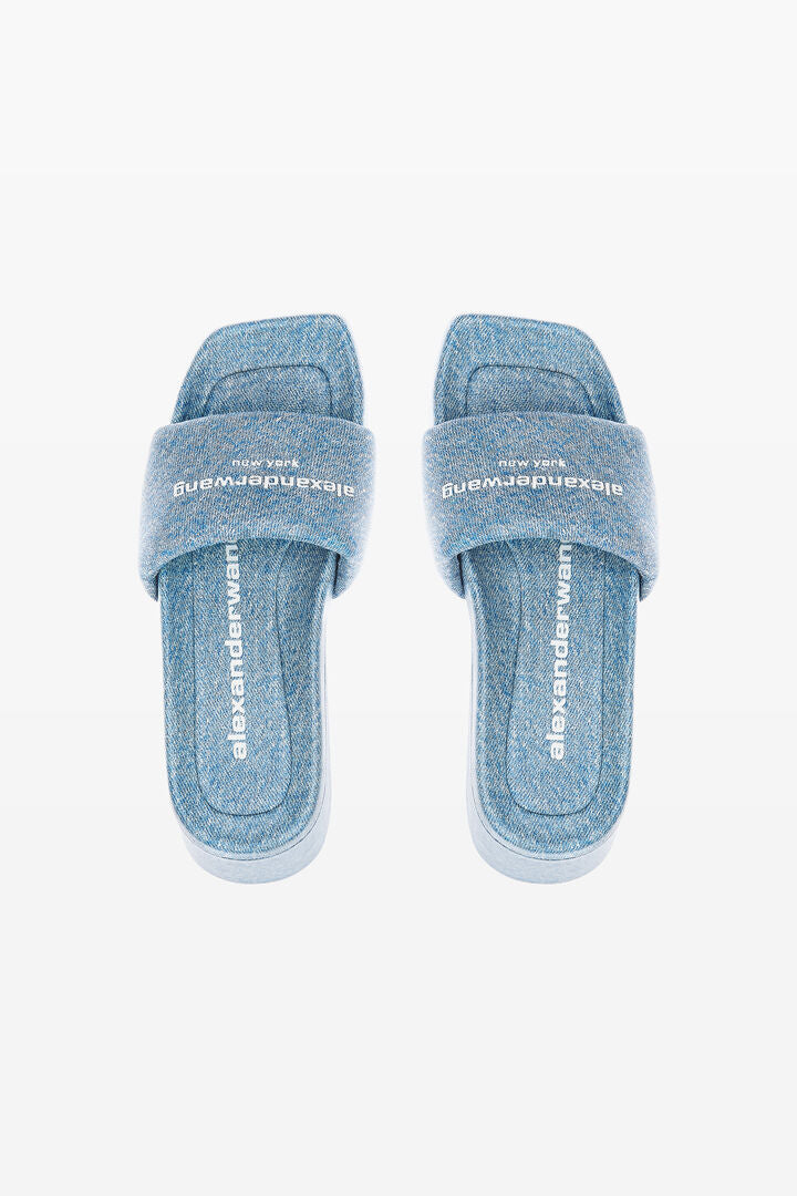 trompe-l'oeil denim goatskin float slide