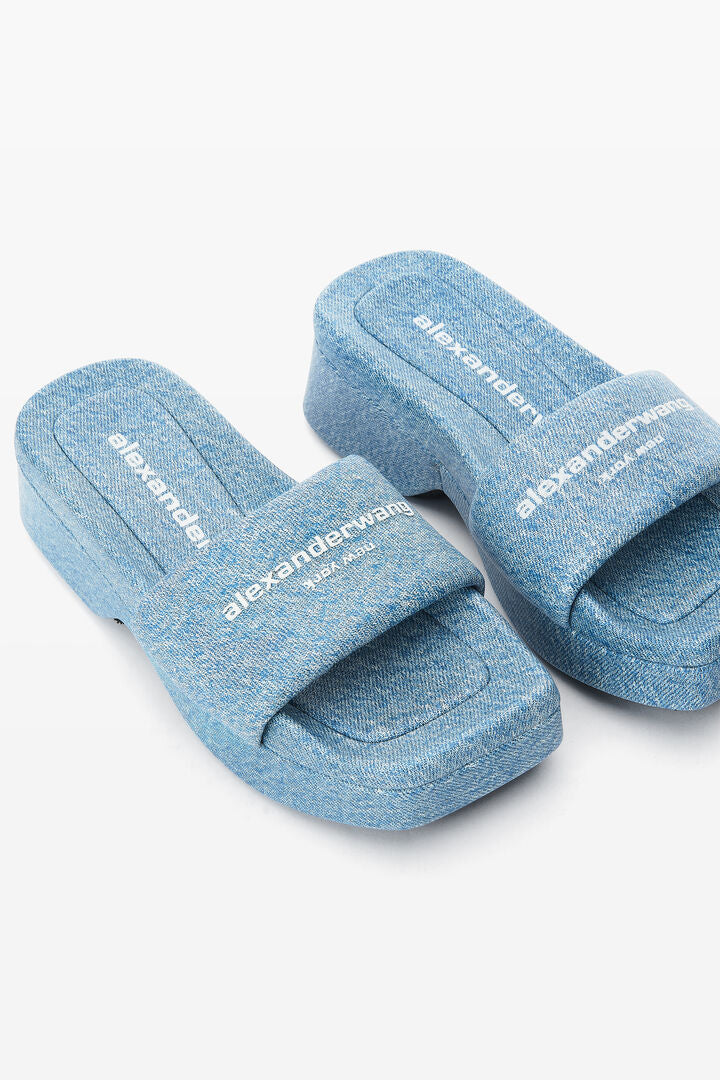 trompe-l'oeil denim goatskin float slide