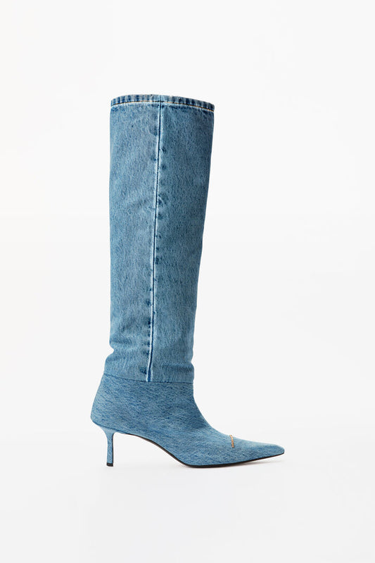 VIOLA 65mm SLOUCH BOOT IN WASHED DENIM