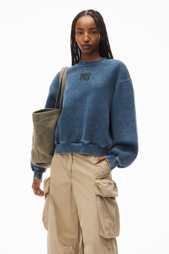 puff logo sweatshirt in structured terry