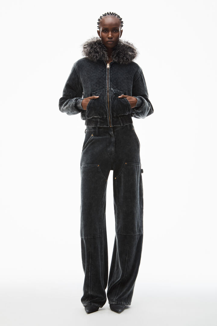 workwear pants in crushed velour