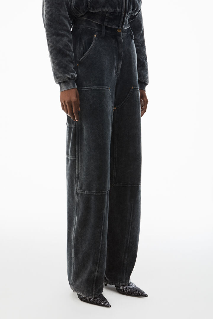 workwear pants in crushed velour