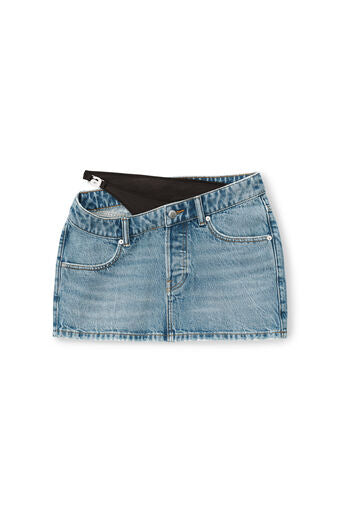 ASYMMETRIC BIKINI LAYER MINI SKIRT IN DENIM