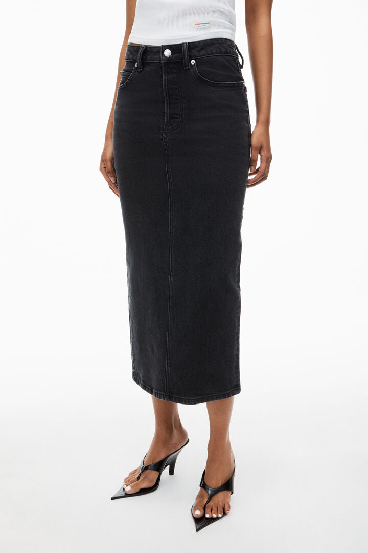 Midi Pencil Skirt in Comfort Stretch Denim