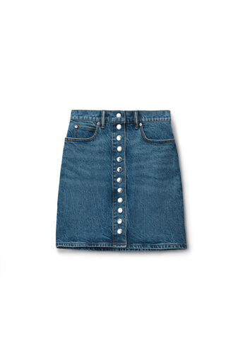 high-waist miniskirt in comfort stretch denim