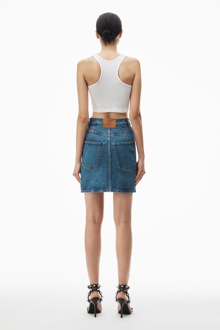 high-waist miniskirt in comfort stretch denim