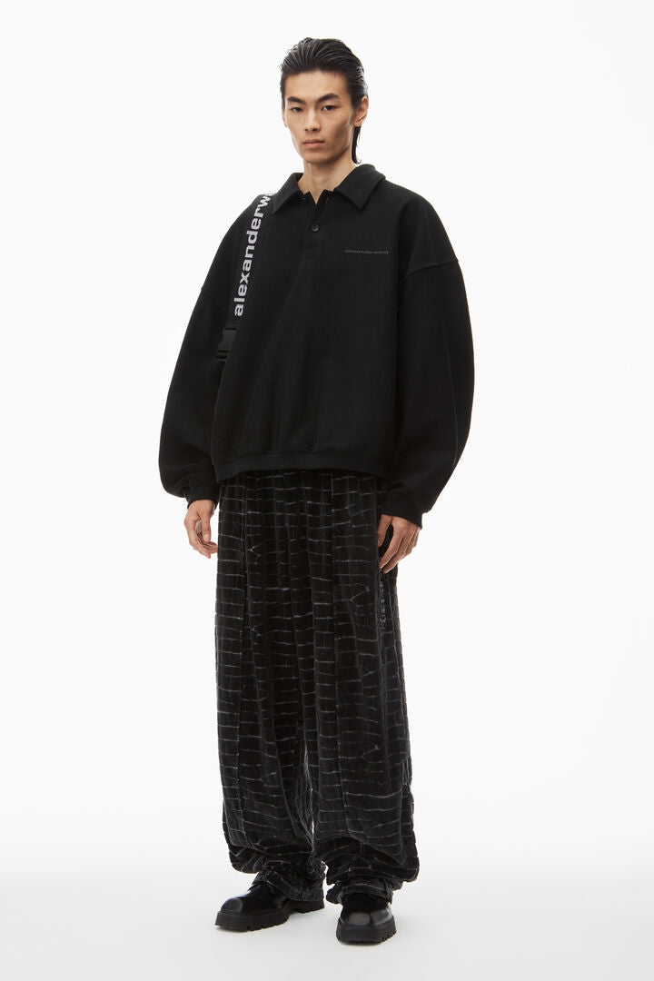 crocodile jacquard velour track pants