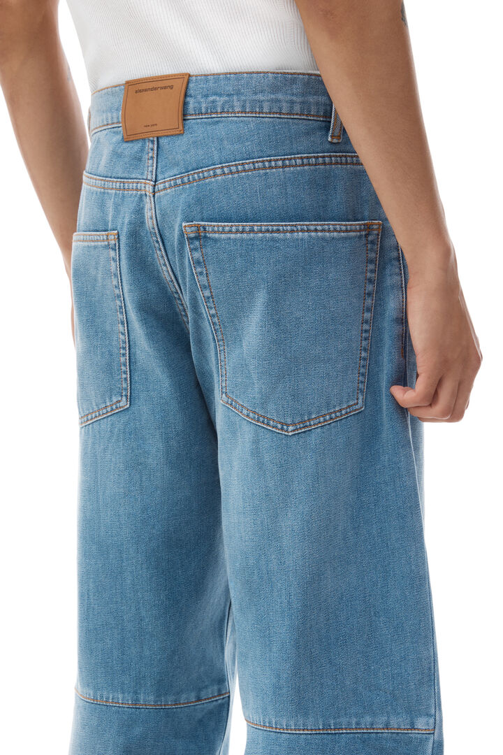 high-waist ballon jeans in brushed denim