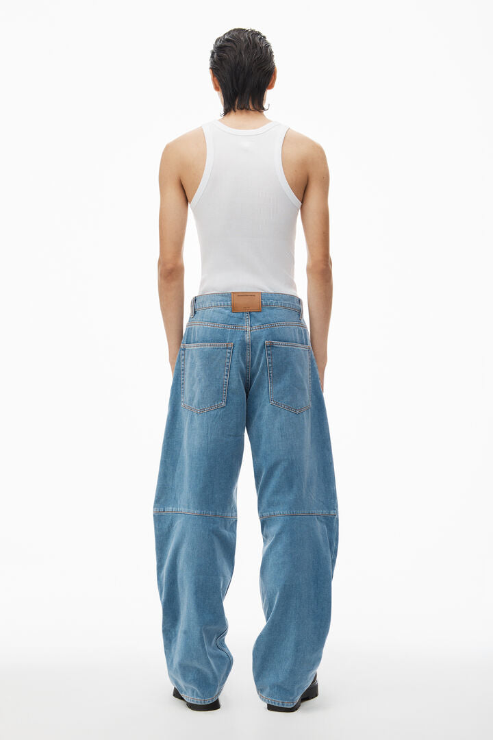 high-waist ballon jeans in brushed denim