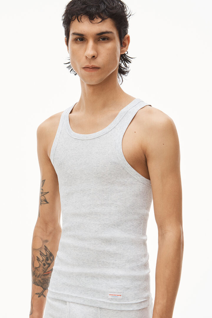 Men's Tank in Ribbed Cotton Jersey