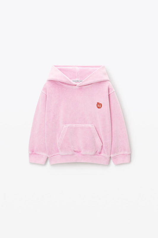 kids puff logo hoodie in velour