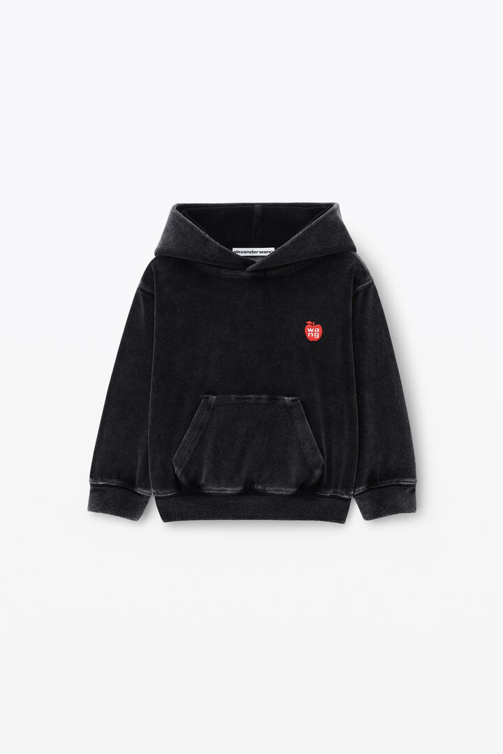 kids puff logo hoodie in velour