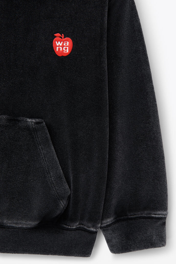 kids puff logo hoodie in velour